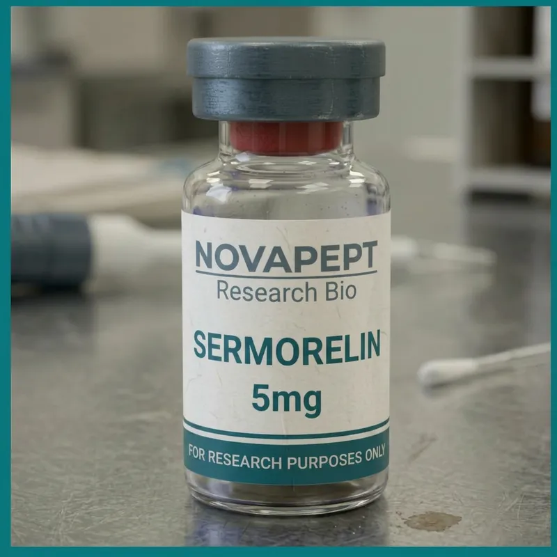 Sermorelin research peptide vial